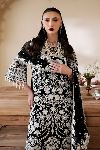 White & Black Embroidered Chiffon | Luxury Pret | 3 Pc | Ready to Wear | Serene