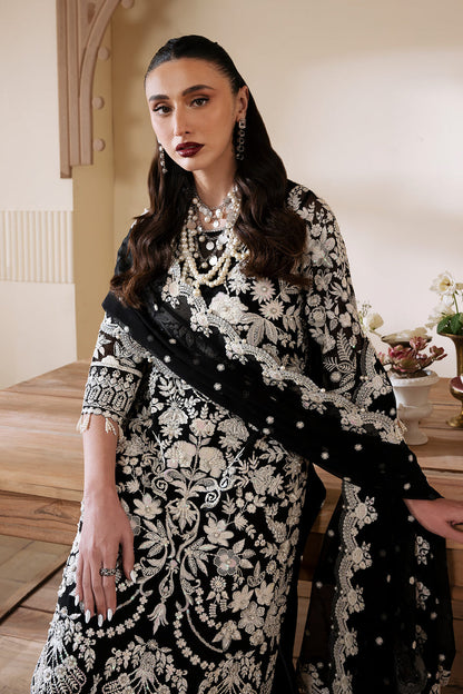 White & Black Embroidered Chiffon | Luxury Pret | 3 Pc | Ready to Wear | Serene