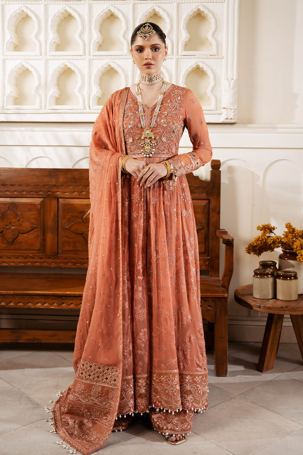 Terracotta Embroidered Chiffon | Luxury Pret | 3 Pc | Ready to Wear | Serene