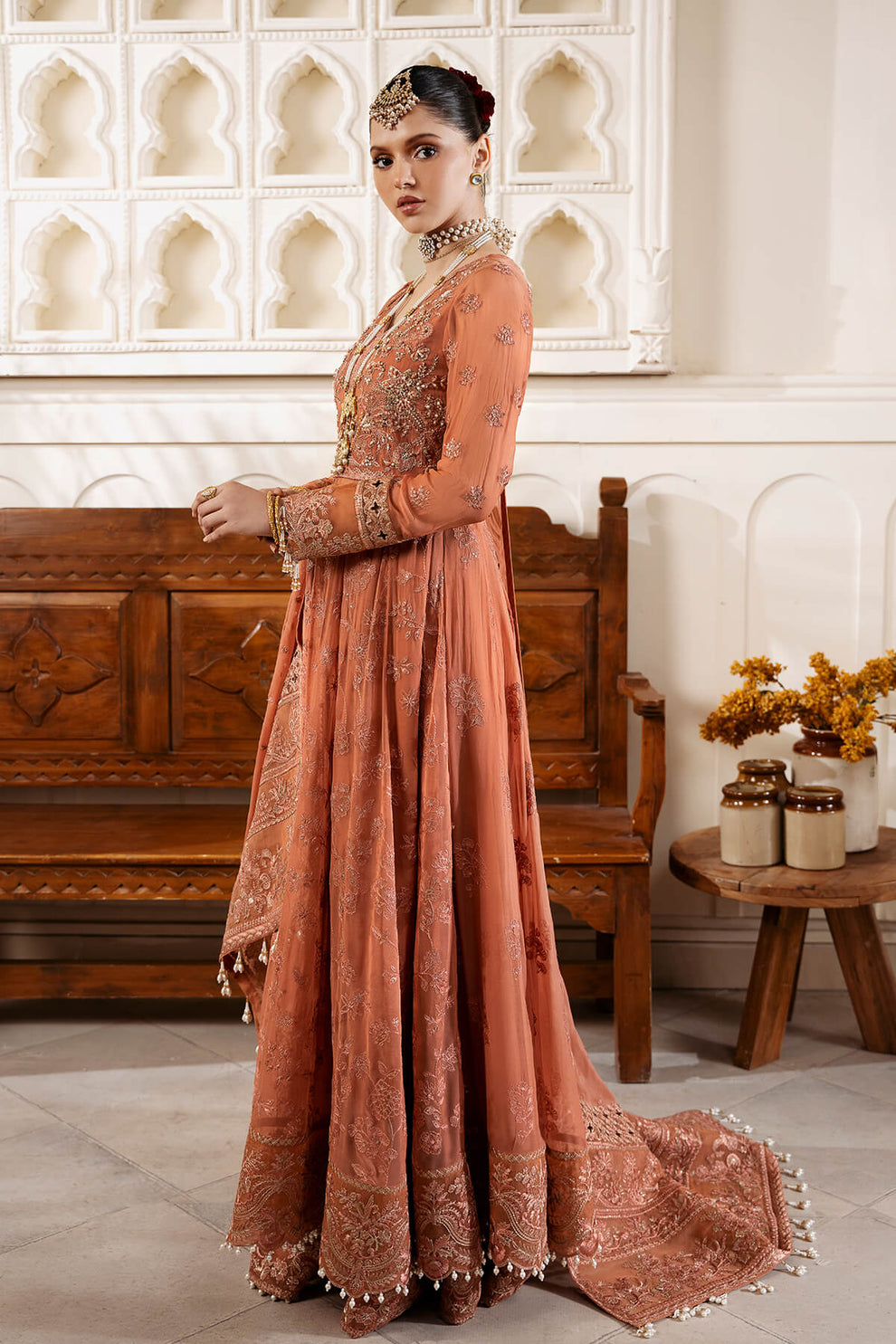 Terracotta Embroidered Chiffon | Luxury Pret | 3 Pc | Ready to Wear | Serene