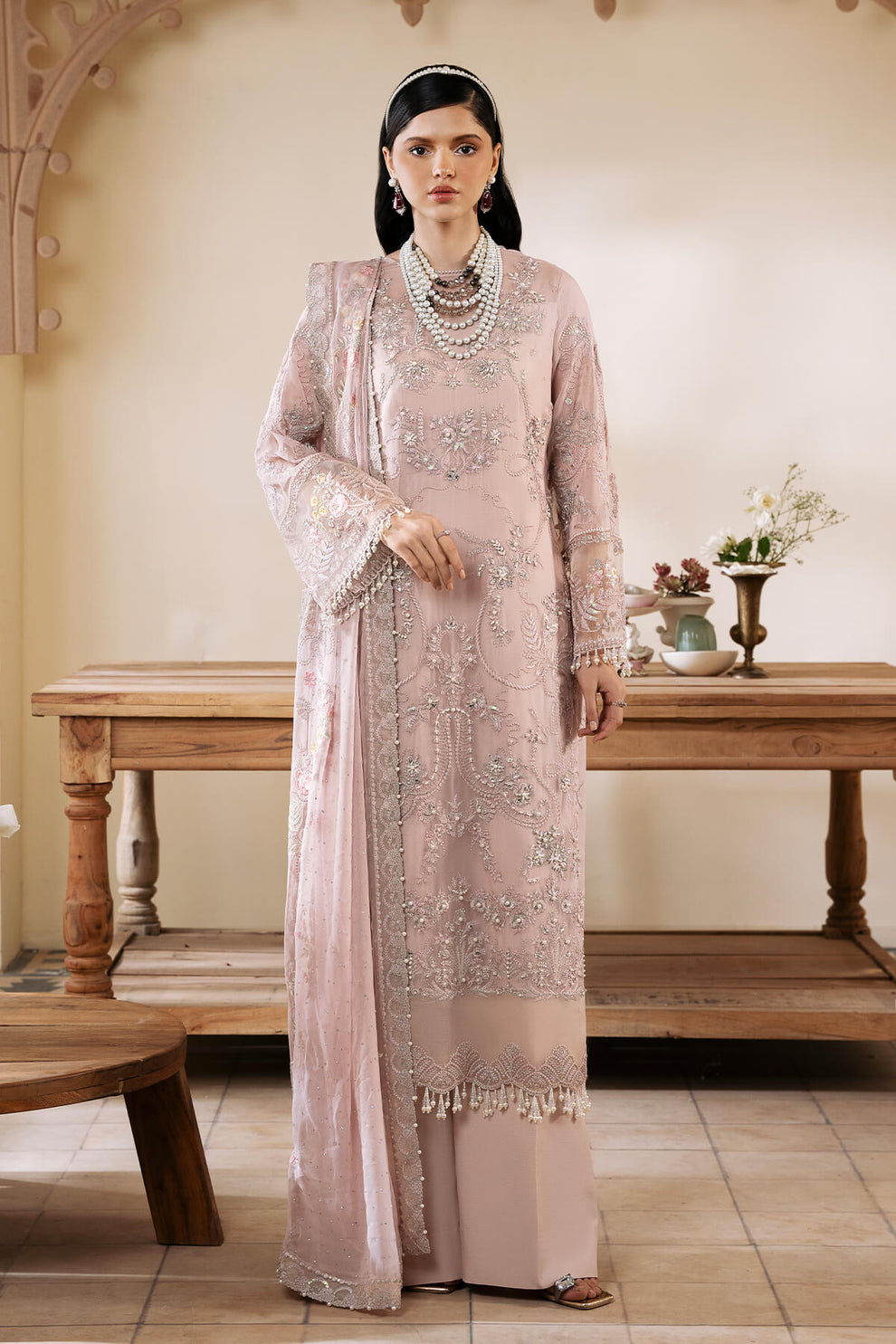 Cavern Pink Embroidered Chiffon | Luxury Pret | 3 Pc | Ready to Wear | Serene