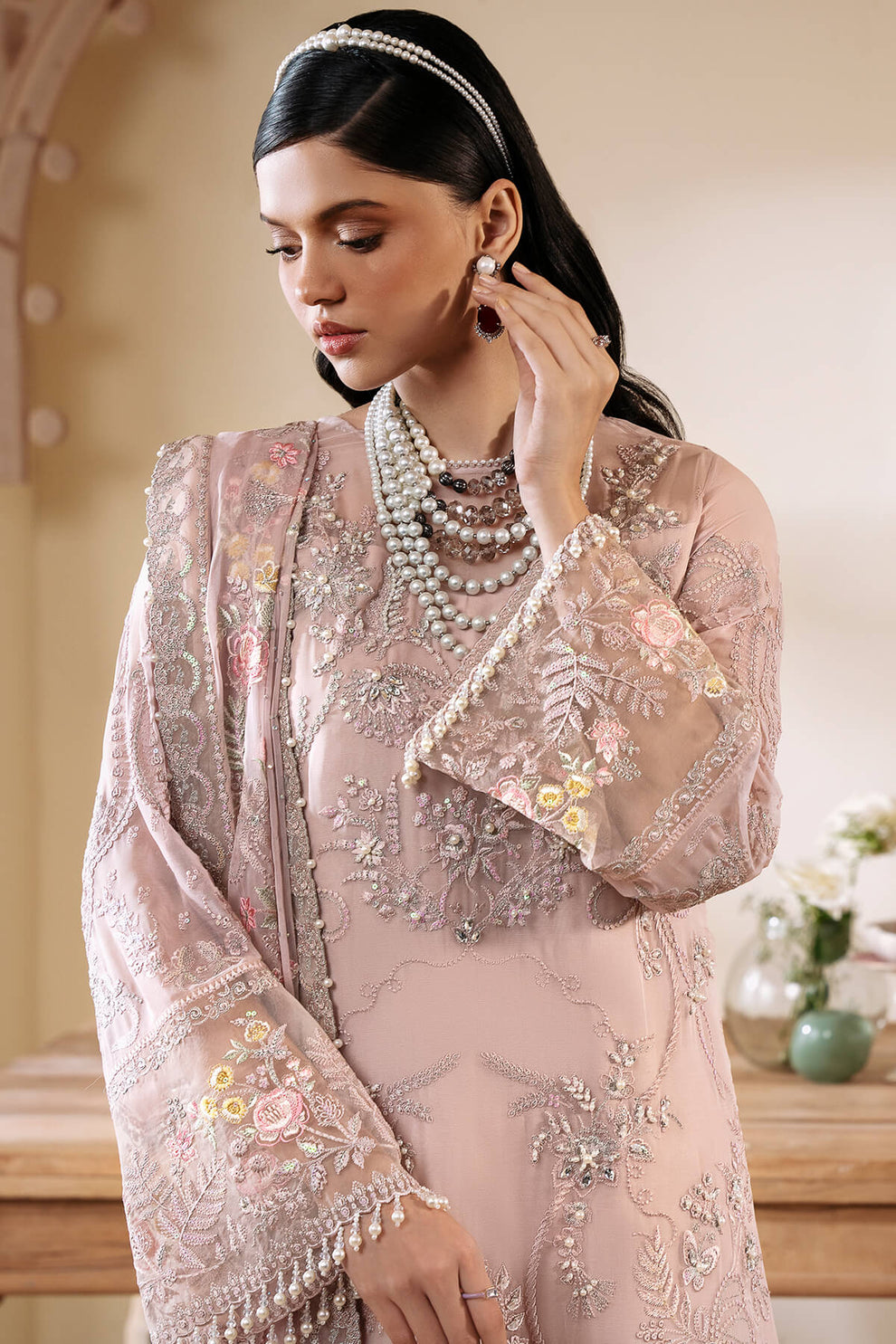 Cavern Pink Embroidered Chiffon | Luxury Pret | 3 Pc | Ready to Wear | Serene