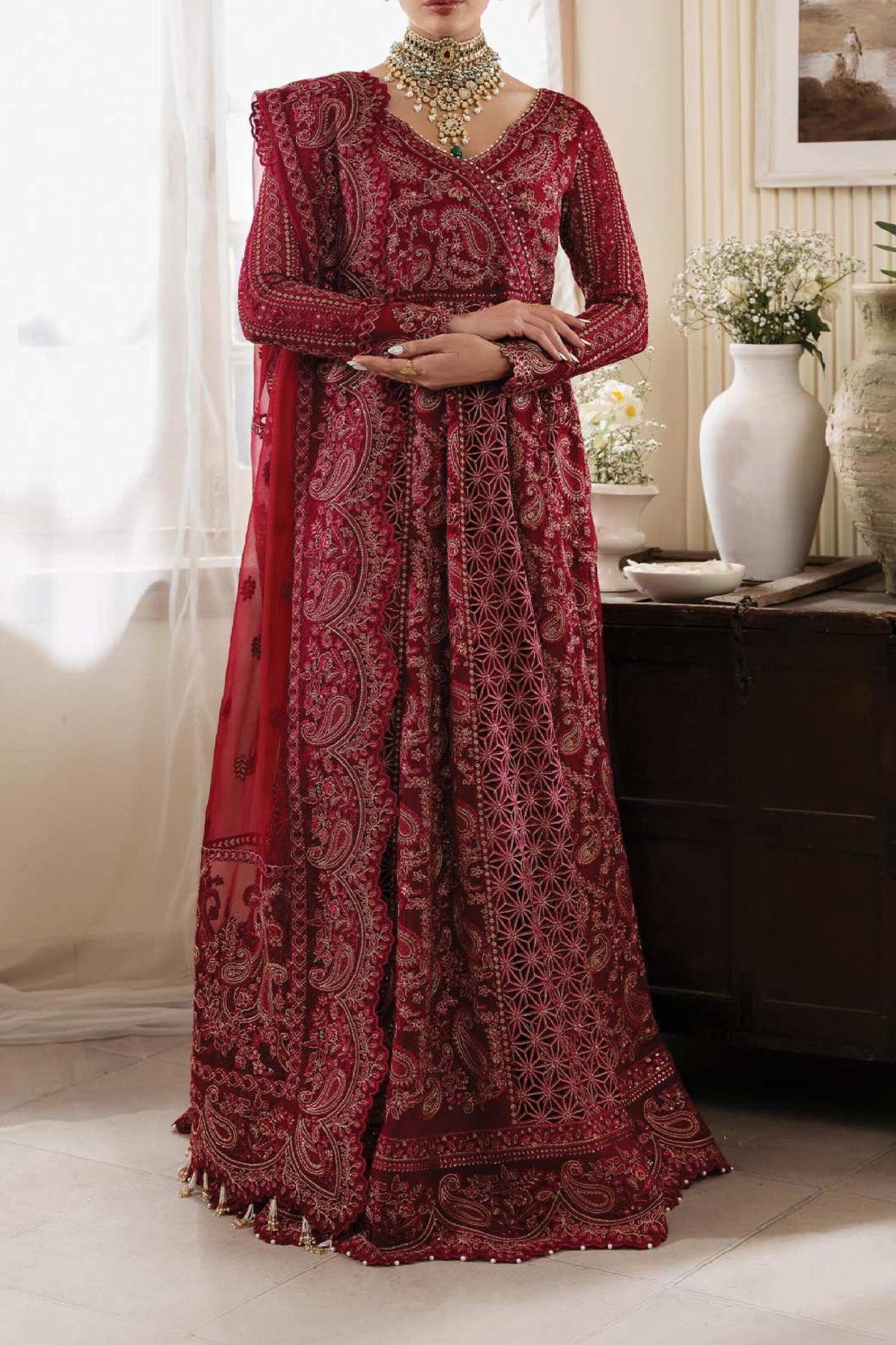 Claret Embroidered Chiffon | Luxury Pret | 3 Pc | Ready to Wear | Serene