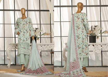 Pastel green | 3 Piece Luxury Lawn Lacework & Cutwork | Sada Bahar