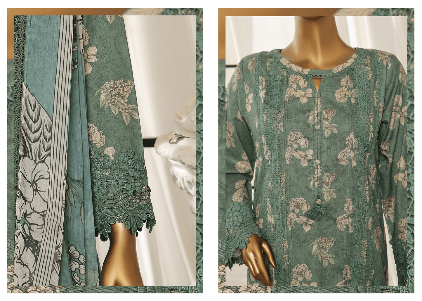 3 Piece Luxury Lawn Lacework & Cutwork | Sada Bahar