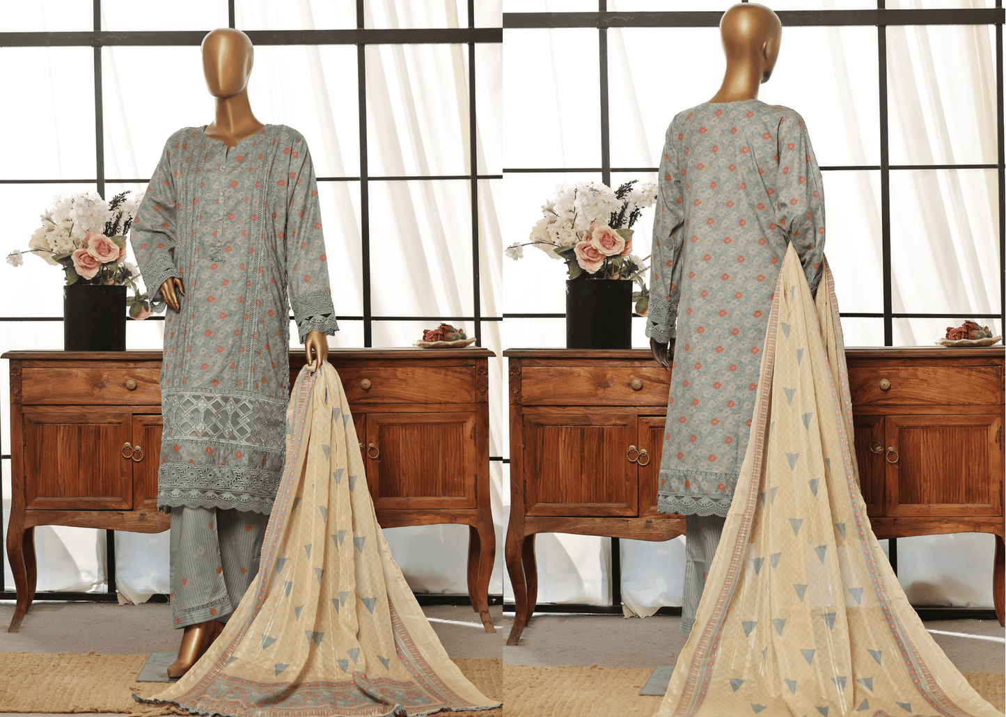 3 Piece Luxury Lawn Lacework & Cutwork | Sada Bahar