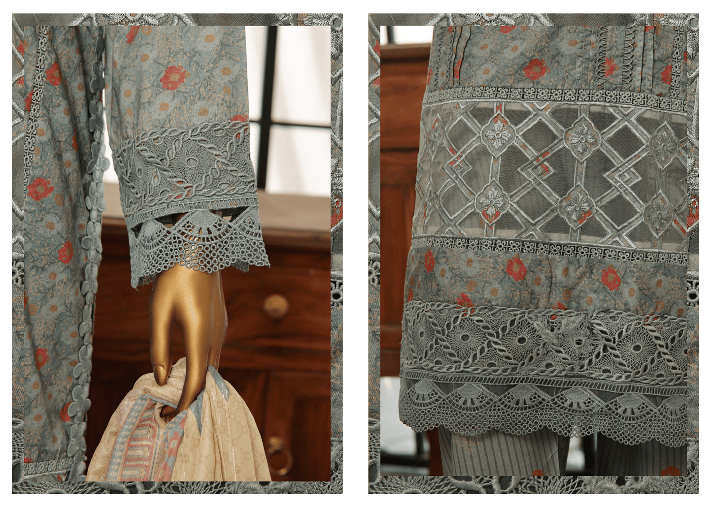 3 Piece Luxury Lawn Lacework & Cutwork | Sada Bahar