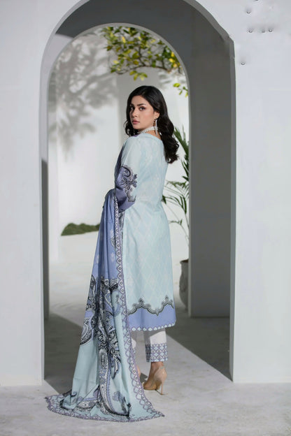 (FROZI DIGITAL) 3 Pc Embroidered Cambric Cotton Suit-Heera's