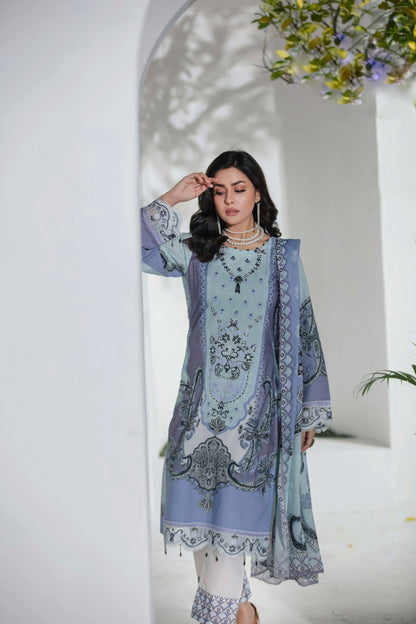 (FROZI DIGITAL) 3 Pc Embroidered Cambric Cotton Suit-Heera's