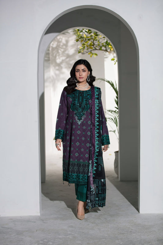 (DIGITAL AUTUMN) 3 Pc Embroidered Cambric Cotton Suit-Heera's