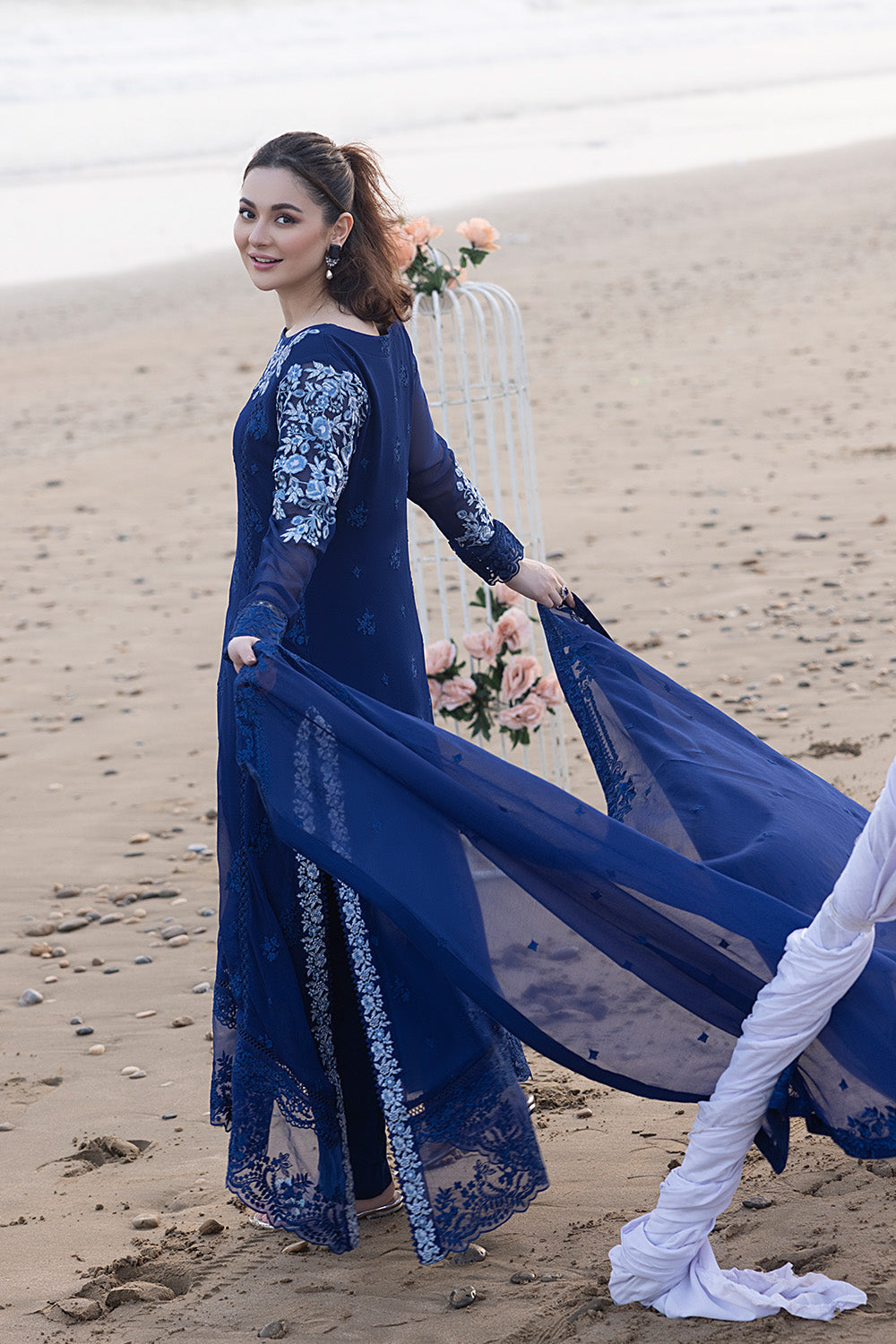 Luxe By Azure Embroidered 3 Piece Suit Sapphire Sun