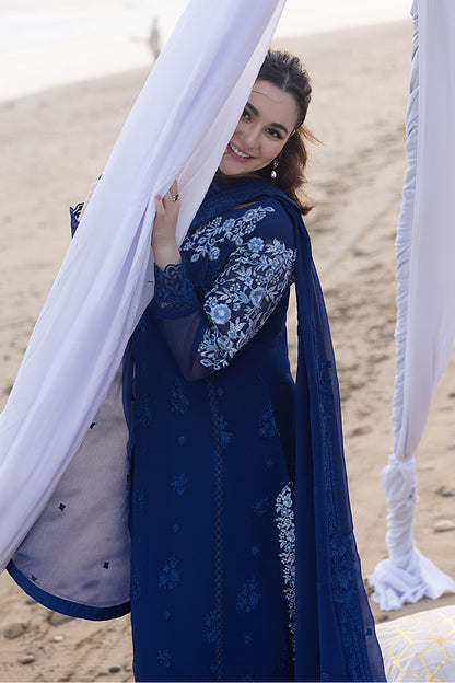 Luxe By Azure Embroidered 3 Piece Suit Sapphire Sun