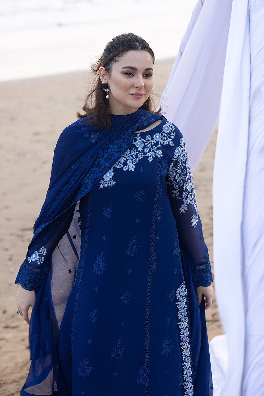 Luxe By Azure Embroidered 3 Piece Suit Sapphire Sun