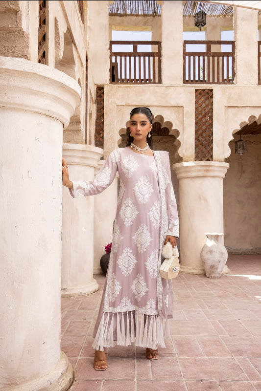 3 Pc "Chand" Embroidered Linen Collection By SIMRANS