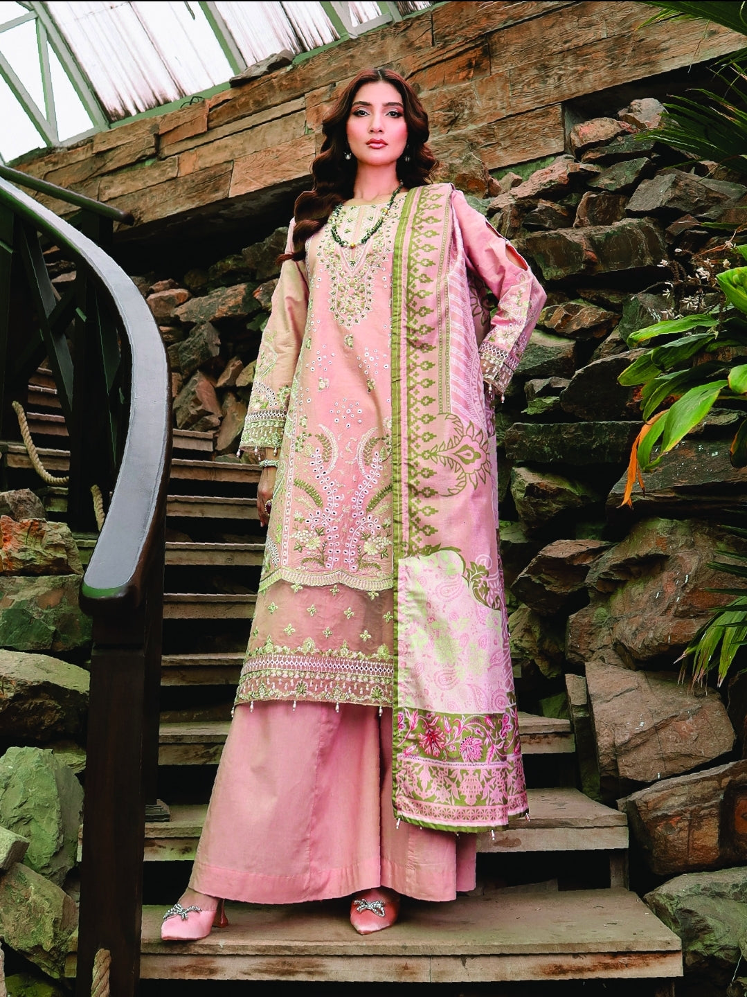 (PINK) 3 Pc Mother & Daughter Luxury Lawn by Simrans