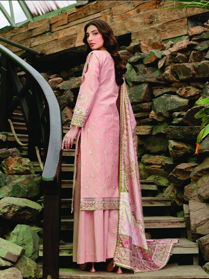 (PINK) 3 Pc Mother & Daughter Luxury Lawn by Simrans