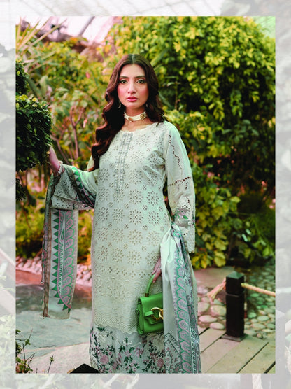 (Cream) 3 Pc Mother & Daughter Luxury Lawn by Simrans