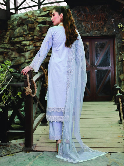 (Lilac) 3 Pc Mother & Daughter Luxury Lawn by Simrans