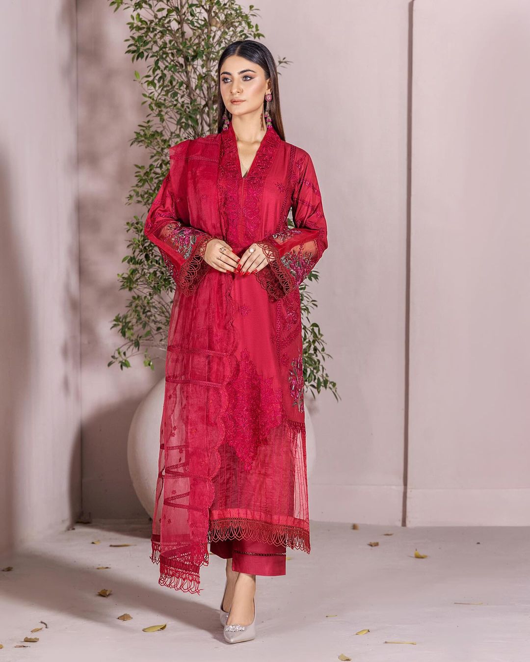 3-Piece Embroiderd Digital Printed Linen Collection-MUNIRA