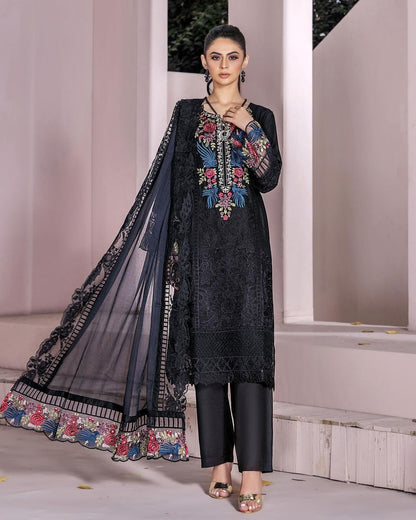 3-Piece Embroiderd Digital Printed Linen Collection-MUNIRA