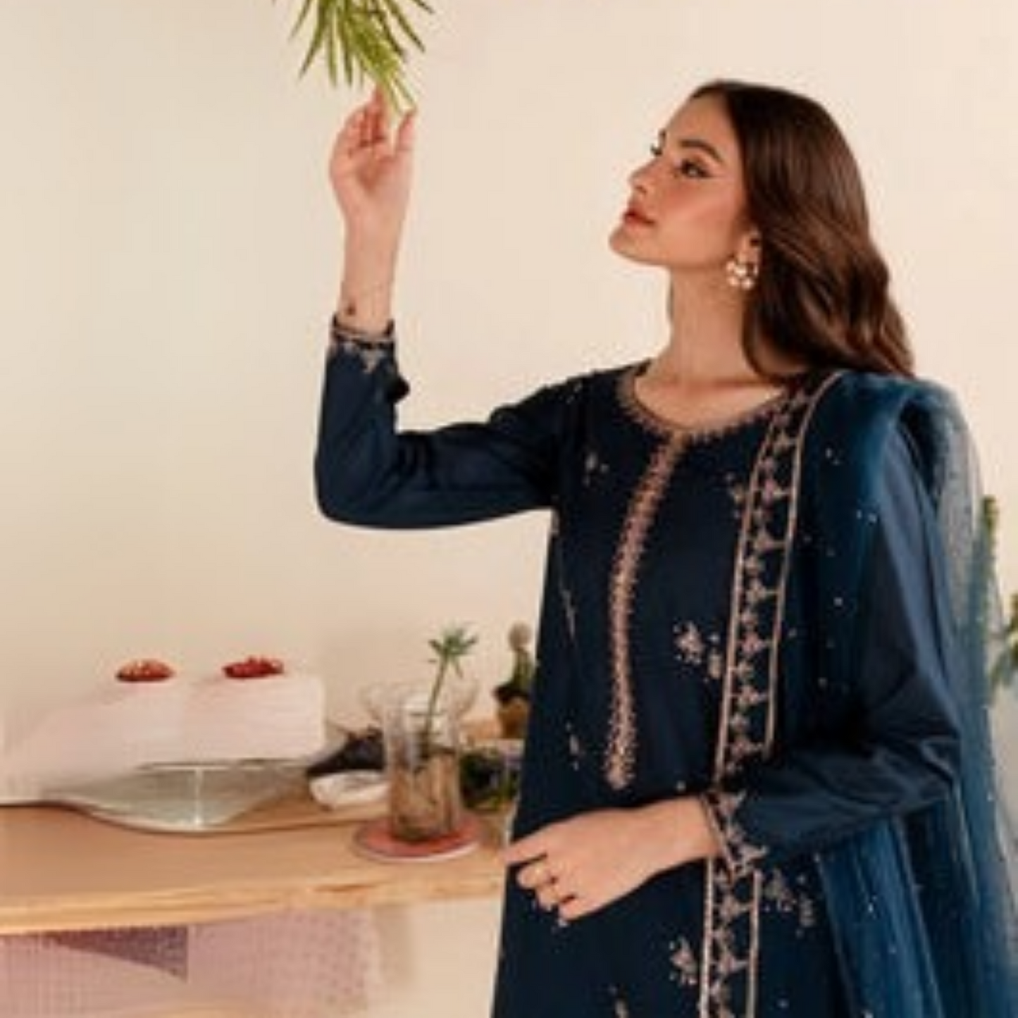 3 Pc Embroidered Dhanak Collection  | Ready to Wear | UMNAA