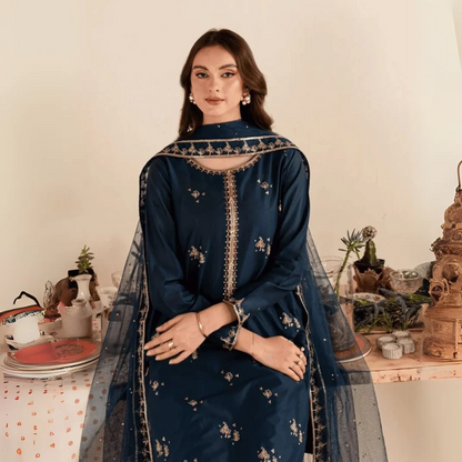 3 Pc Embroidered Dhanak Collection  | Ready to Wear | UMNAA