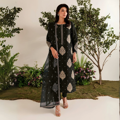 3 Pc Embroidered dhanak Collection  | Ready to Wear | UMNAA