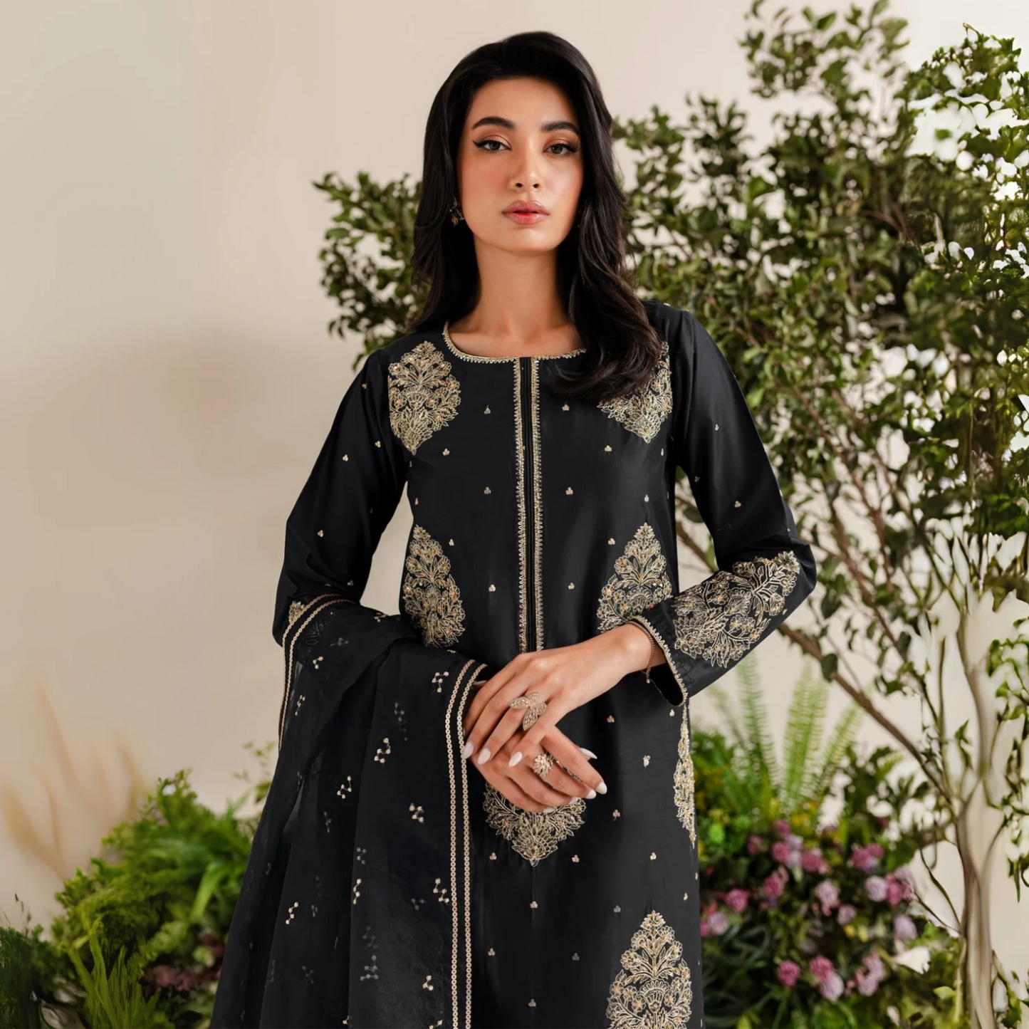 3 Pc Embroidered dhanak Collection  | Ready to Wear | UMNAA