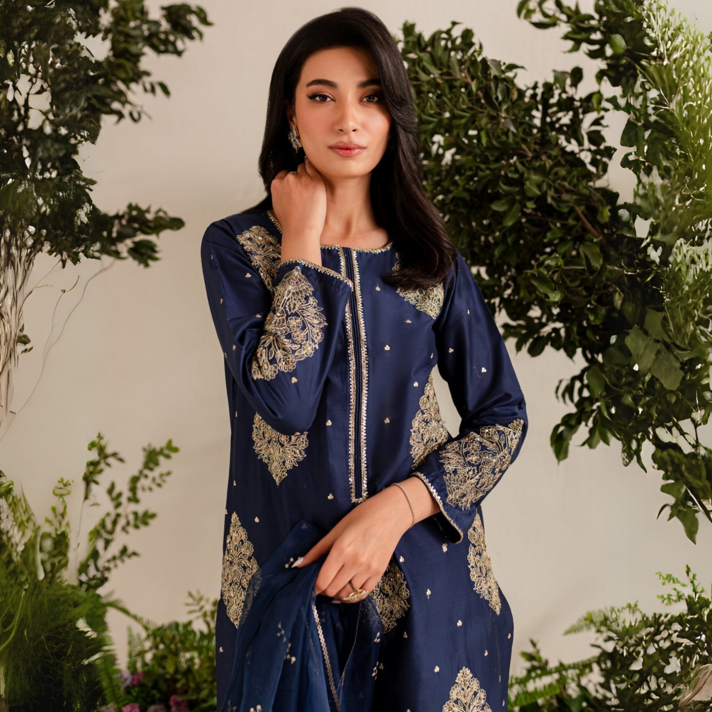 3 Pc Embroidered dhanak Collection  | Ready to Wear | UMNAA