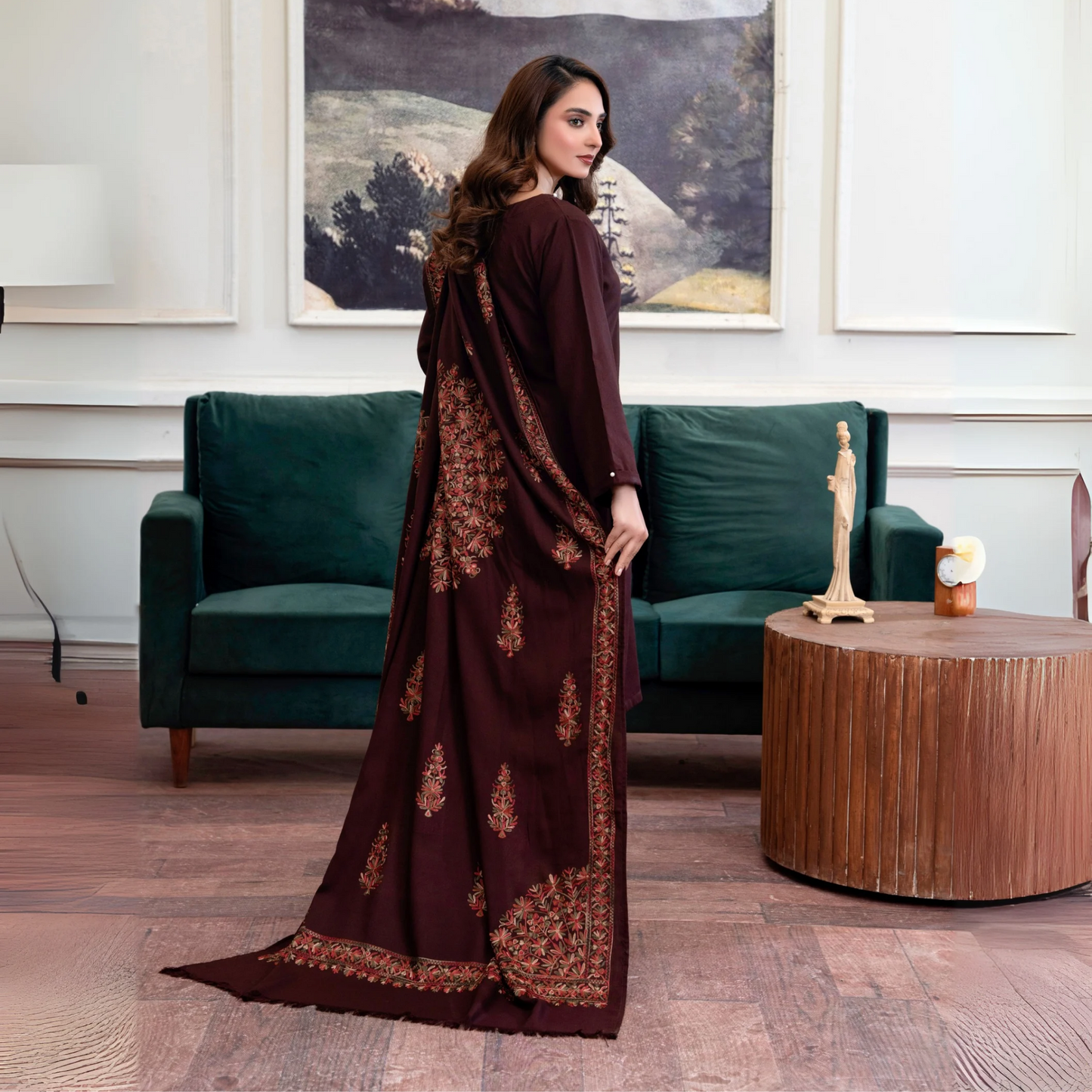 3 Pc Dhanak Dress with Embroidered Shawl | Winter Collection | Raniya.h | UMRAH01101