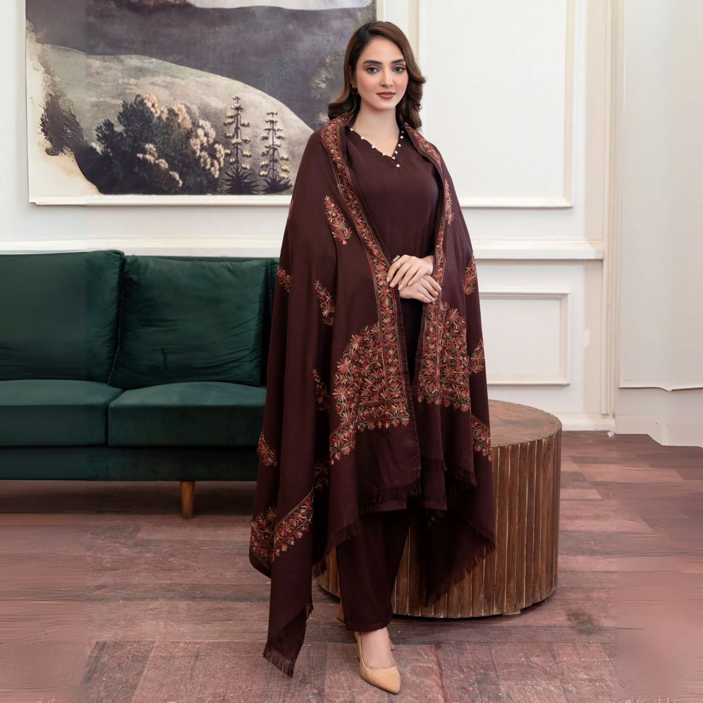 3 Pc Dhanak Dress with Embroidered Shawl | Winter Collection | Raniya.h | UMRAH01101