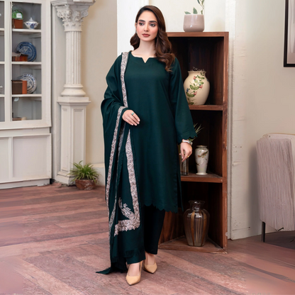 3 Pc Dhanak Dress with Embroidered Shawl | Winter Collection | Raniya.h | UMRAH01101