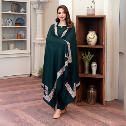 3 Pc Dhanak Dress with Embroidered Shawl | Winter Collection | Raniya.h | UMRAH01101