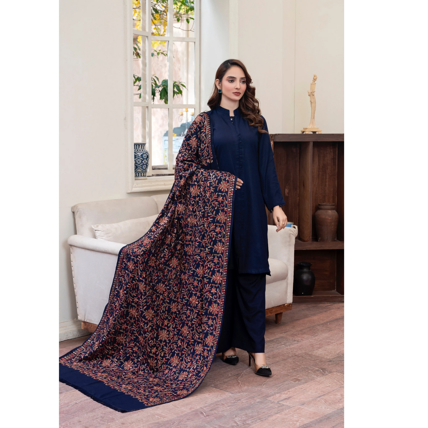 3 Pc Dhanak Dress with Embroidered Shawl | Winter Collection | Raniya.h | UMRAH01101