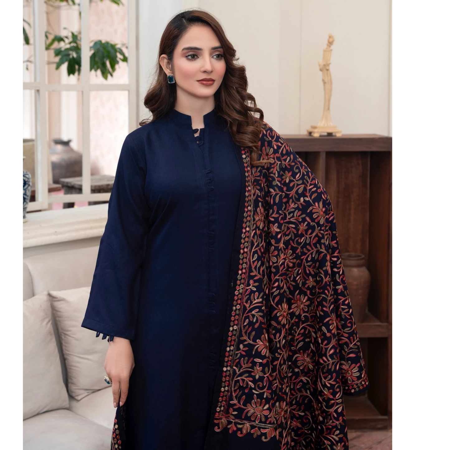 3 Pc Dhanak Dress with Embroidered Shawl | Winter Collection | Raniya.h | UMRAH01101