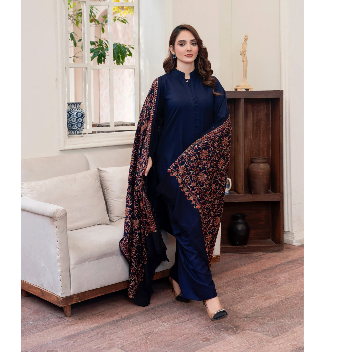 3 Pc Dhanak Dress with Embroidered Shawl | Winter Collection | Raniya.h | UMRAH01101