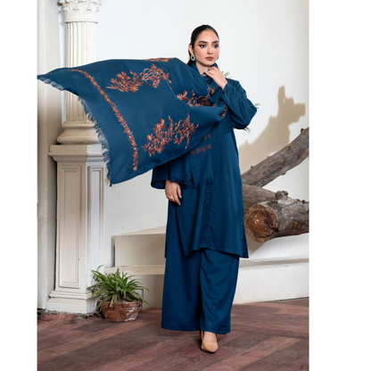 3 Pc Dhanak Dress with Embroidered Shawl | Winter Collection | Raniya.h | UMRAH01101