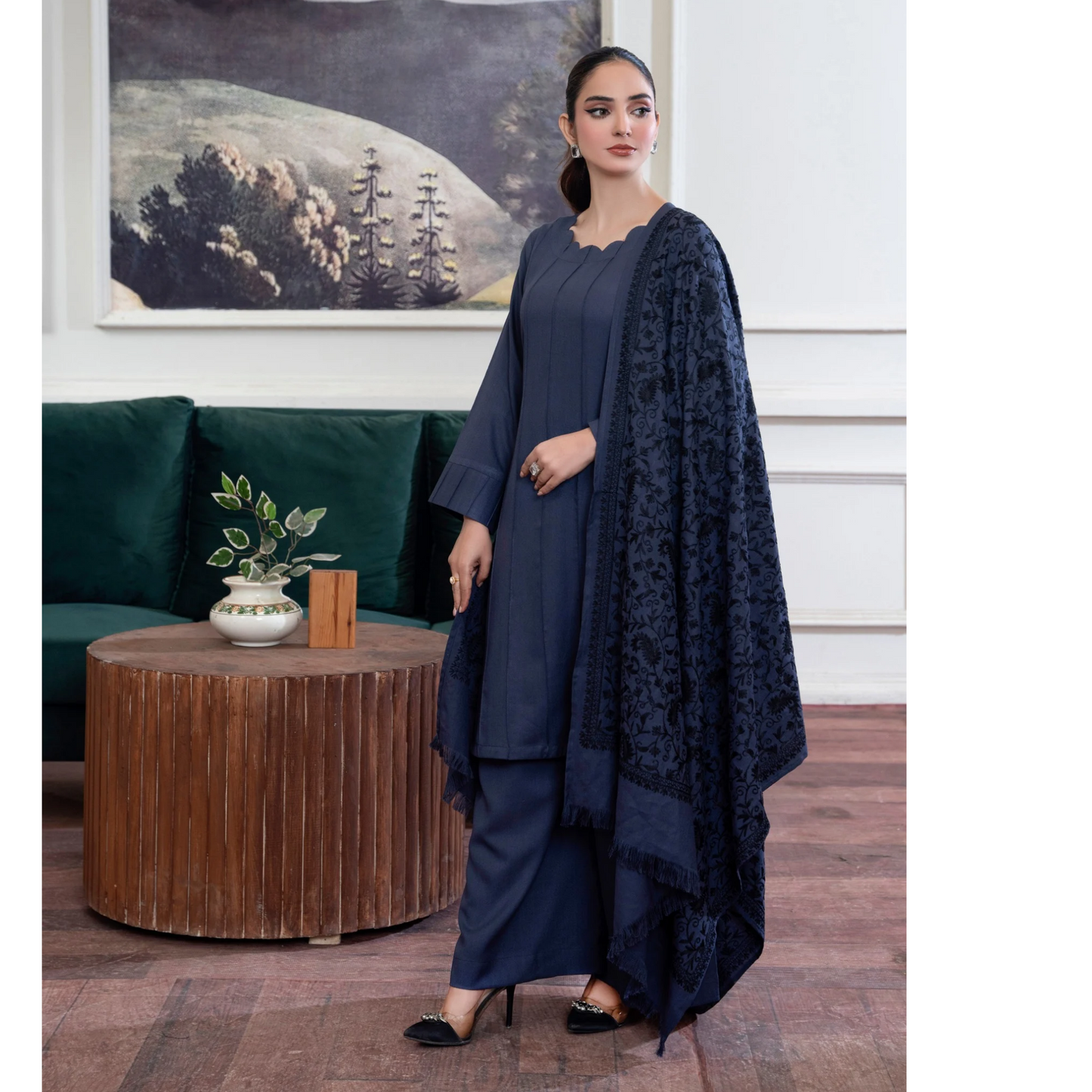 3 Pc Dhanak Dress with Embroidered Shawl | Winter Collection | Raniya.h | UMRAH01101