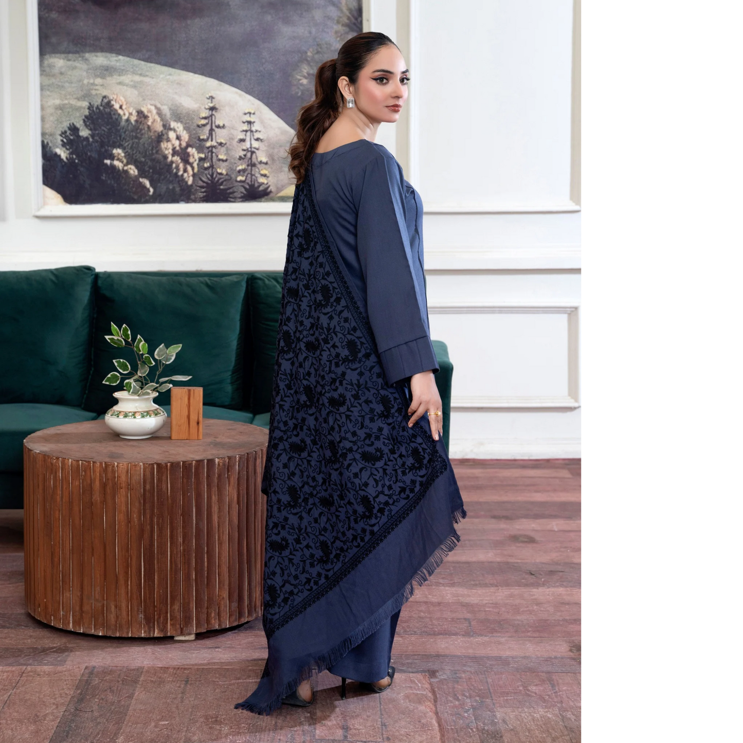 3 Pc Dhanak Dress with Embroidered Shawl | Winter Collection | Raniya.h | UMRAH01101