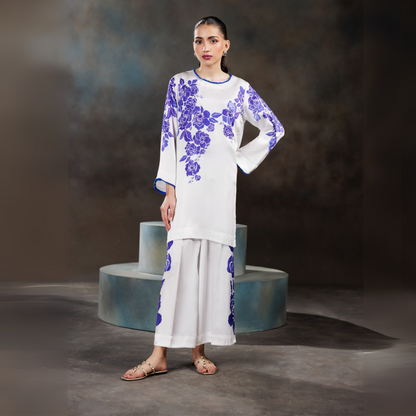 2 Printed Silk Pakistani Co-Ords Set | Ready to Wear | Raniya.h | UMRAH01201