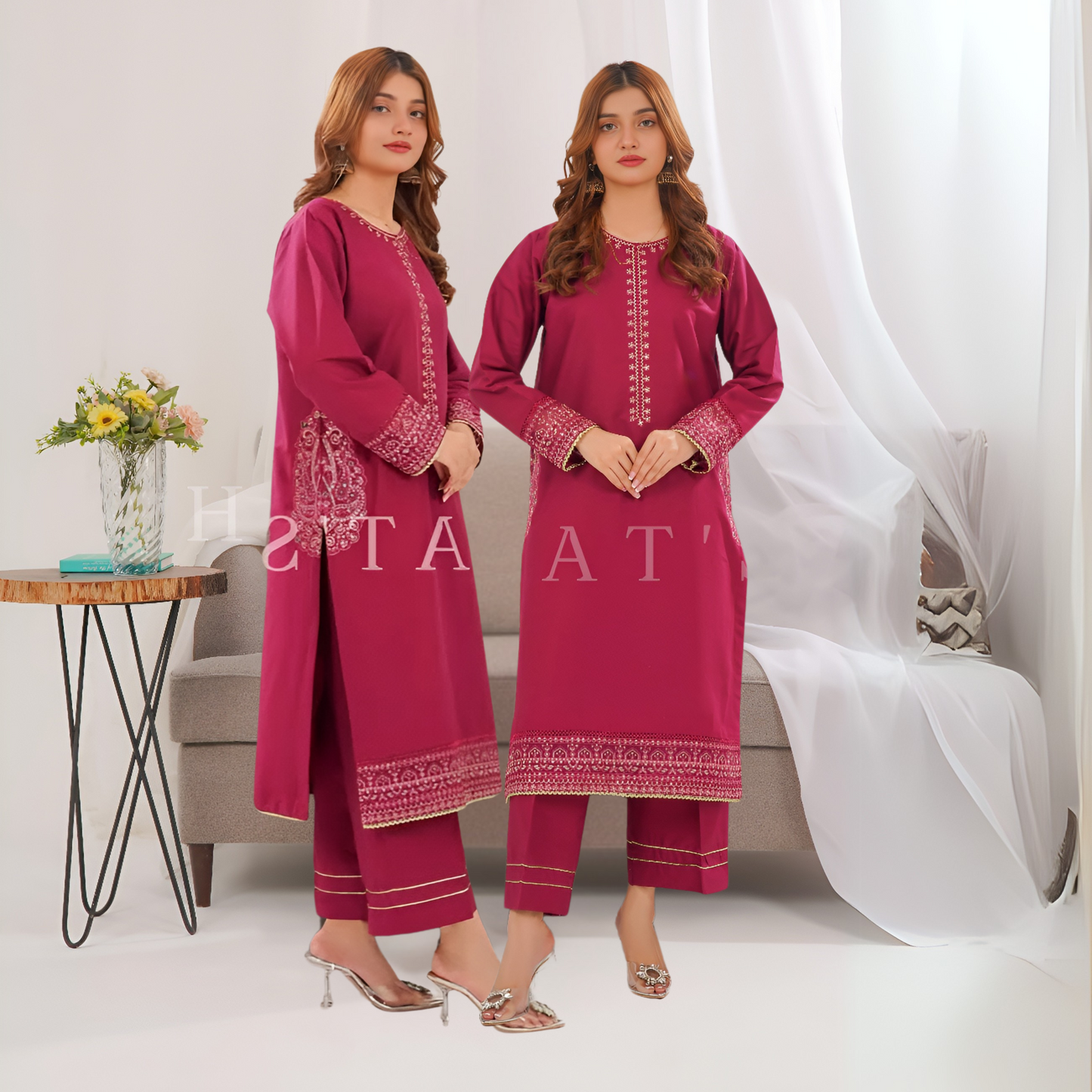 2 Pc Embroidered Khaddar Co-Ord Set  | Ready to wear| Hayats