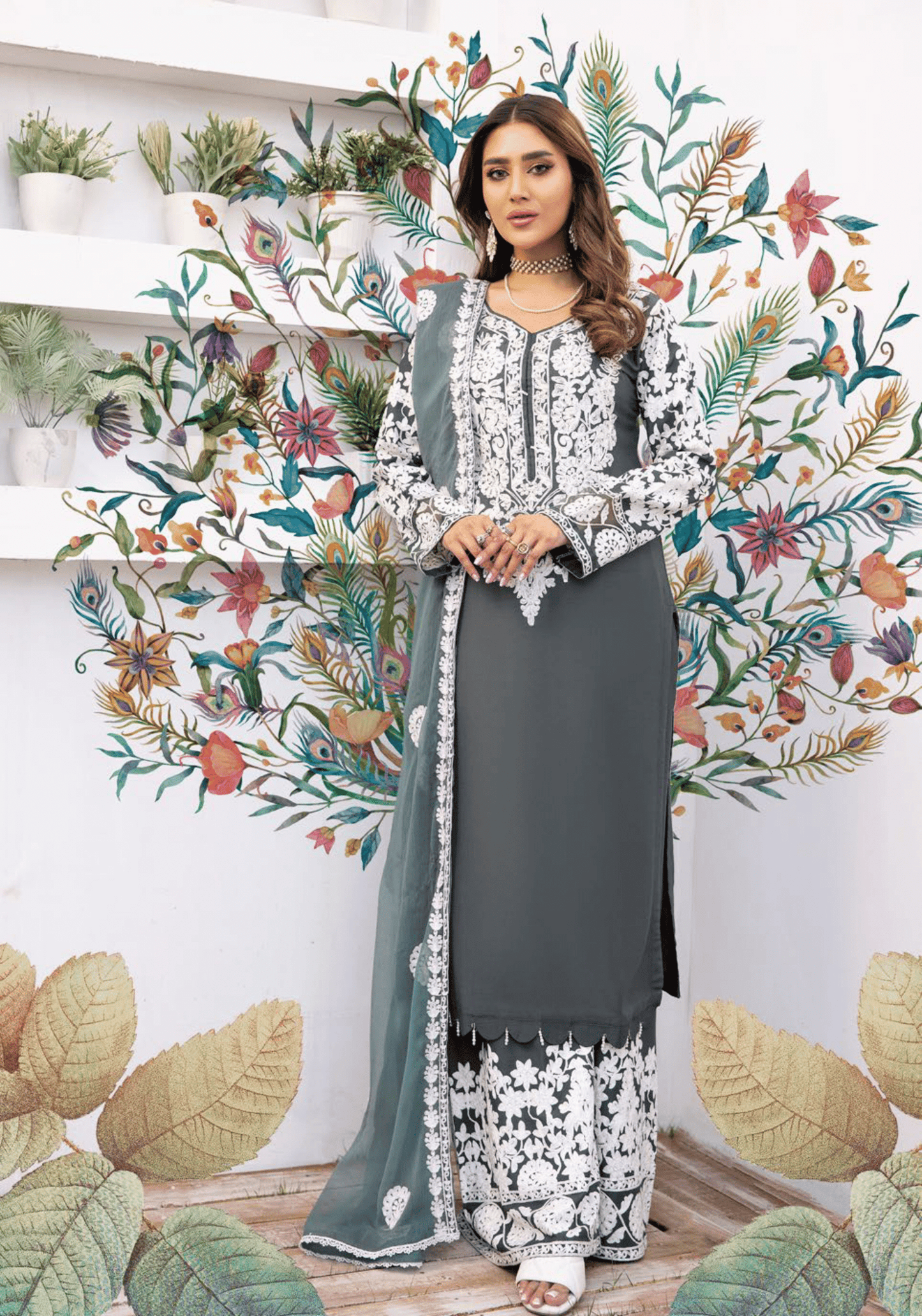 (Dark Green) 3 Pc "Yumna Z Pret" Embroidered Linen by Simrans