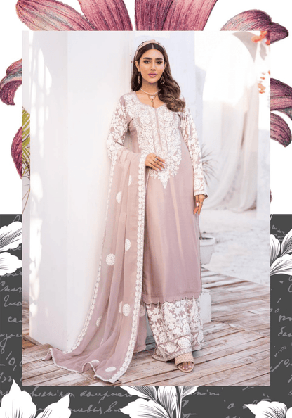 (Rosy Brown) 3 Pc "Yumna Z Pret" Embroidered Linen by Simrans