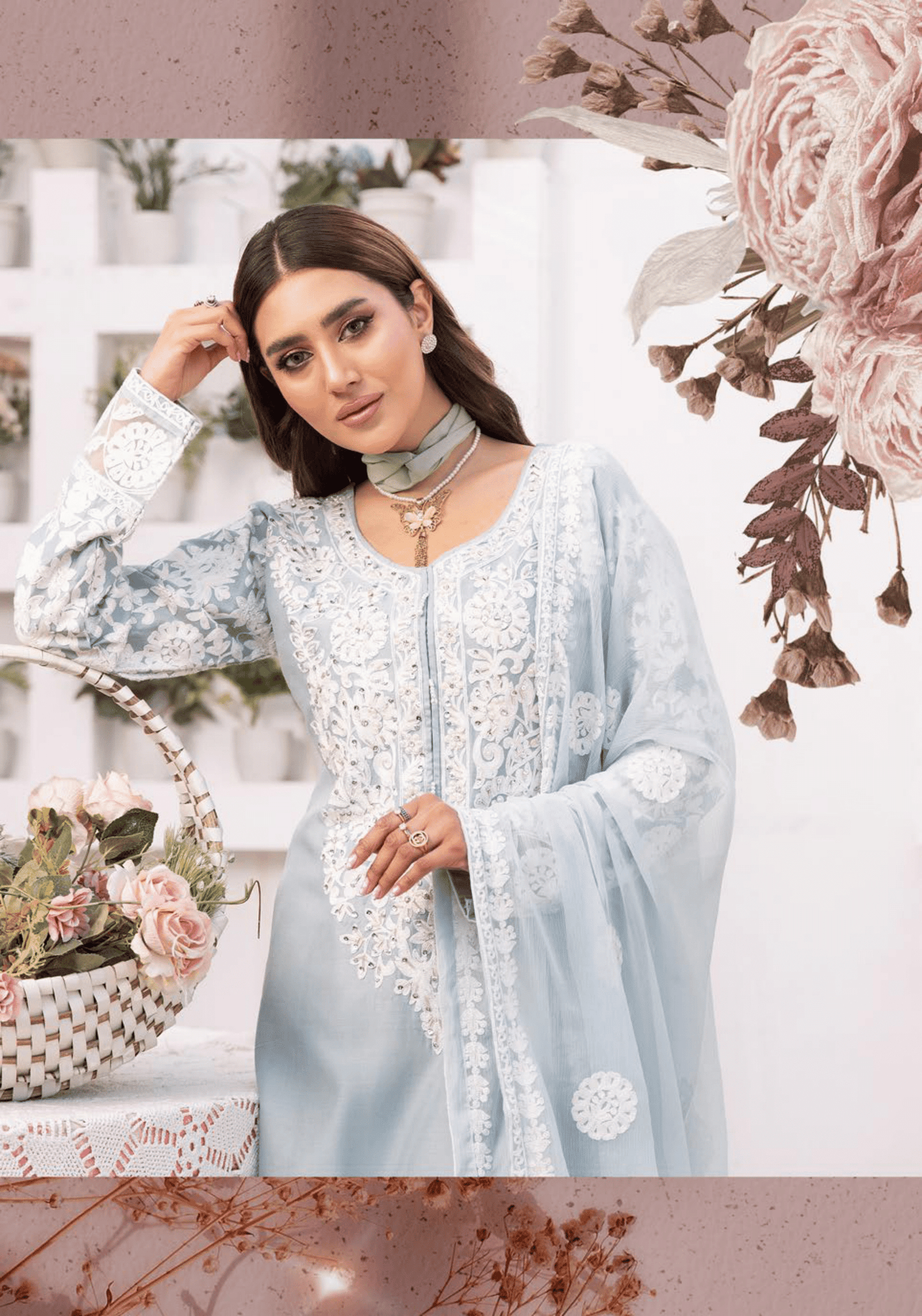 (Sea Green) 3 Pc "Yumna Z Pret" Embroidered Linen by Simrans