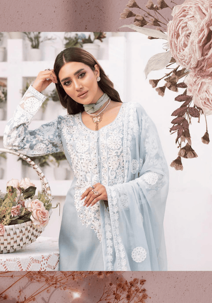 (Sea Green) 3 Pc "Yumna Z Pret" Embroidered Linen by Simrans