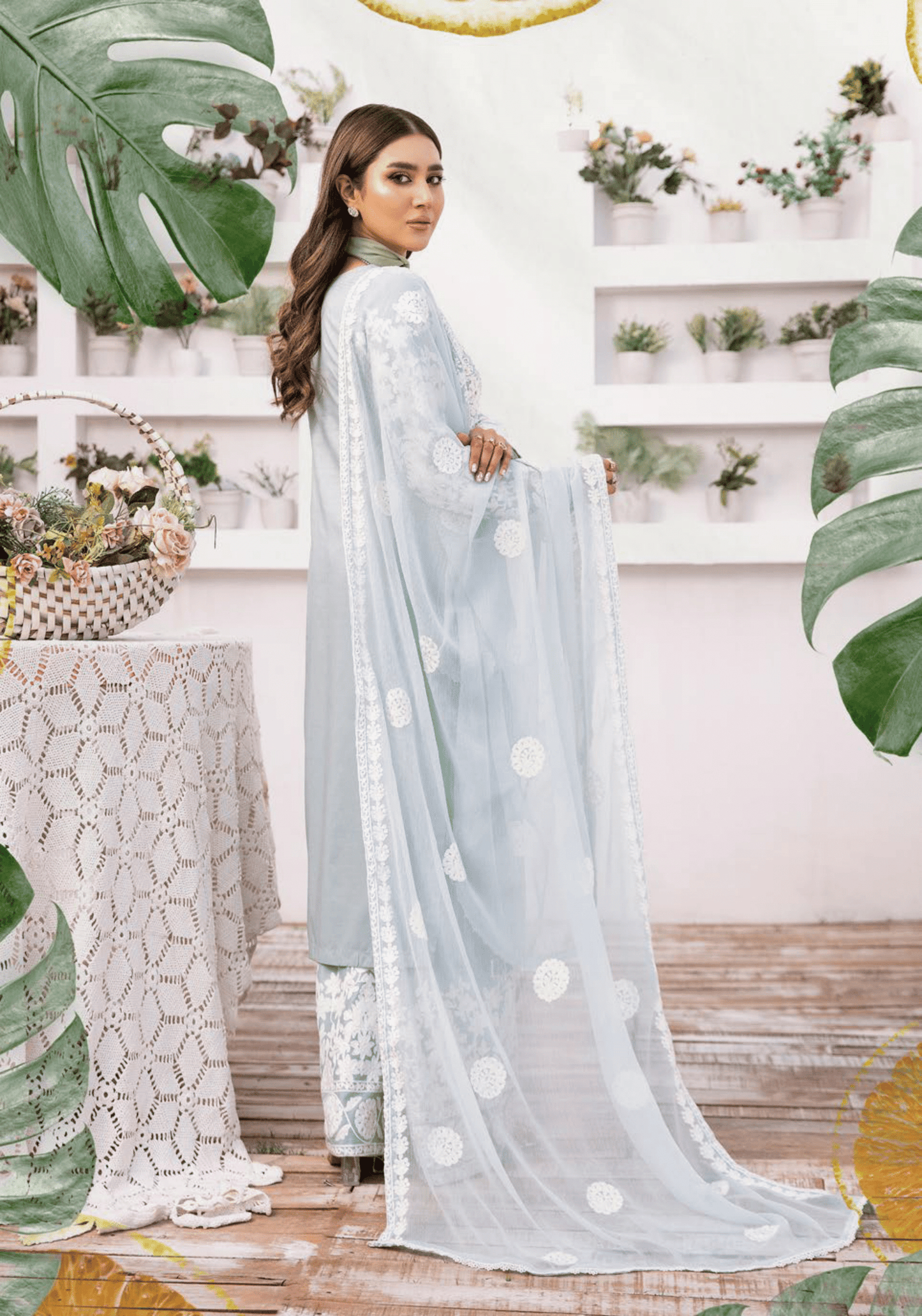 (Sea Green) 3 Pc "Yumna Z Pret" Embroidered Linen by Simrans