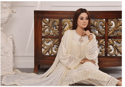 Zf-Fs2421 Premium Chikenkari 3 Pc Lawn Collection By Zainab Fazlani