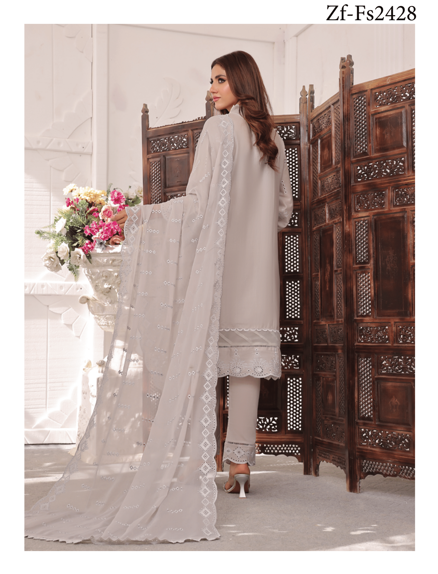 Zf-Fs2428 Premium Chikenkari 3 Pc Lawn Collection By Zainab Fazlani