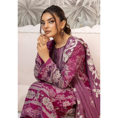 Magenta 3 Pc Digital Printed Embroidered Khaddar Collection | Winter Wear | SIMRANS