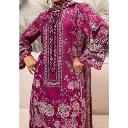 Magenta 3 Pc Digital Printed Embroidered Khaddar Collection | Winter Wear | SIMRANS